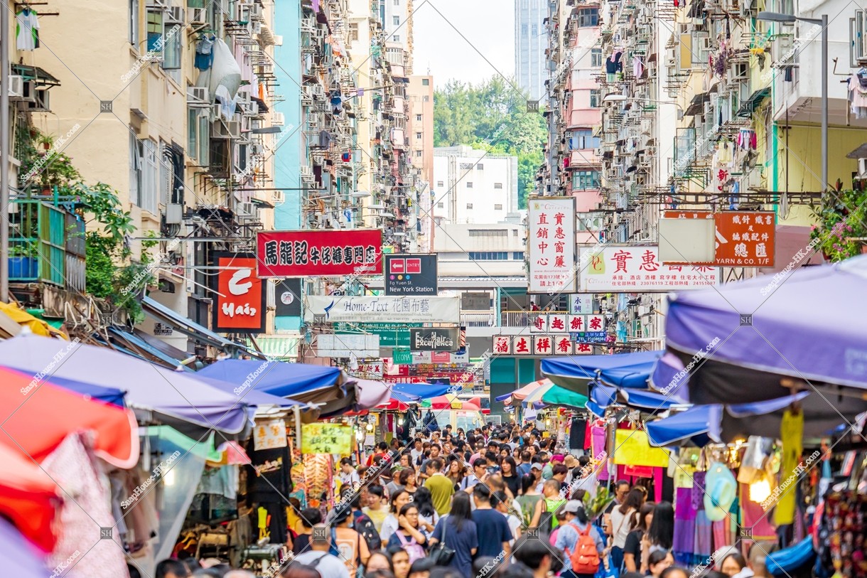 Street view of Fa Yuen Street with people at Mong Kok, No.4