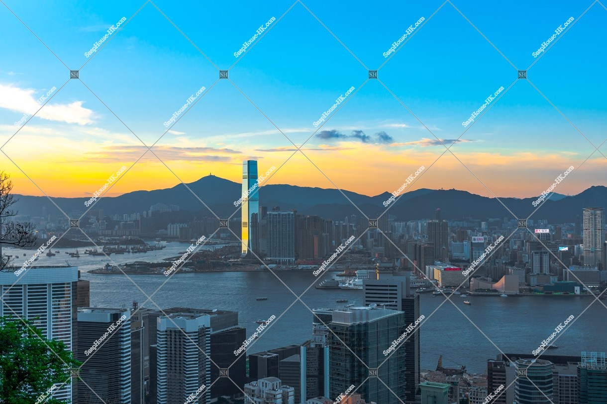 View of Kowloon Peninsula at sunset time, No.3