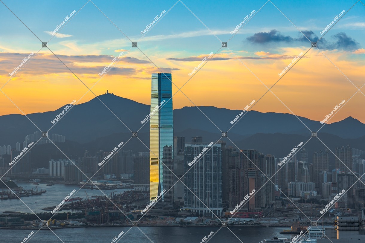 View of West Kowloon at sunset time, No.10
