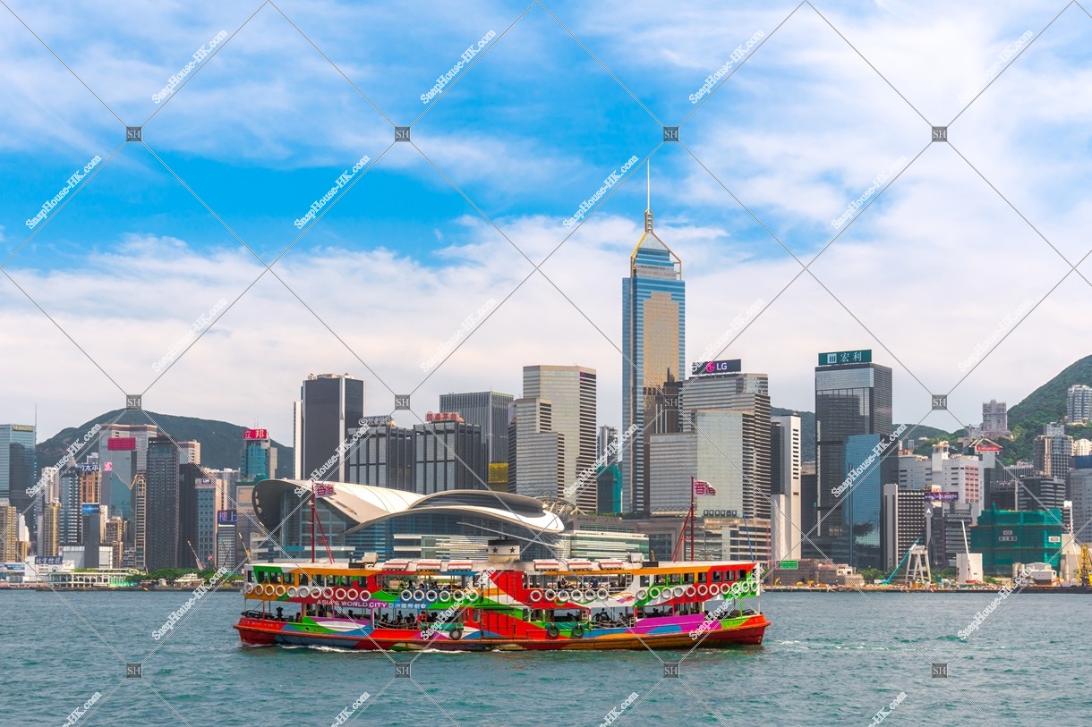 View of  the high-rise buildings of Wan Chai with Star Ferry, No.5