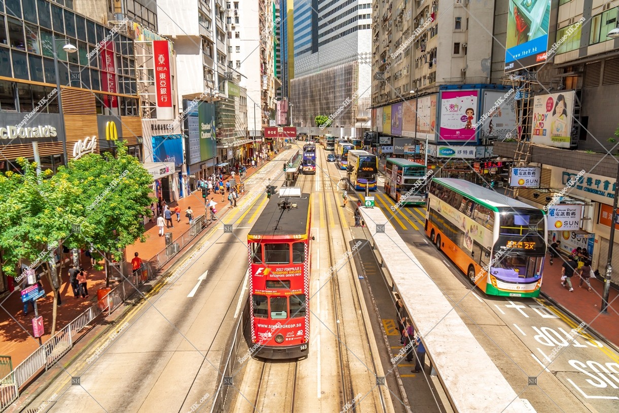 Cityscape of Causeway Bay with Hong Kong Tramway, No.1