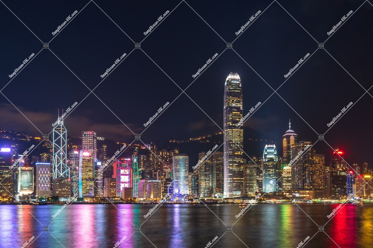 Night view of the high-rise buildings of Central, view from Tsim Sha Tsui , No.15