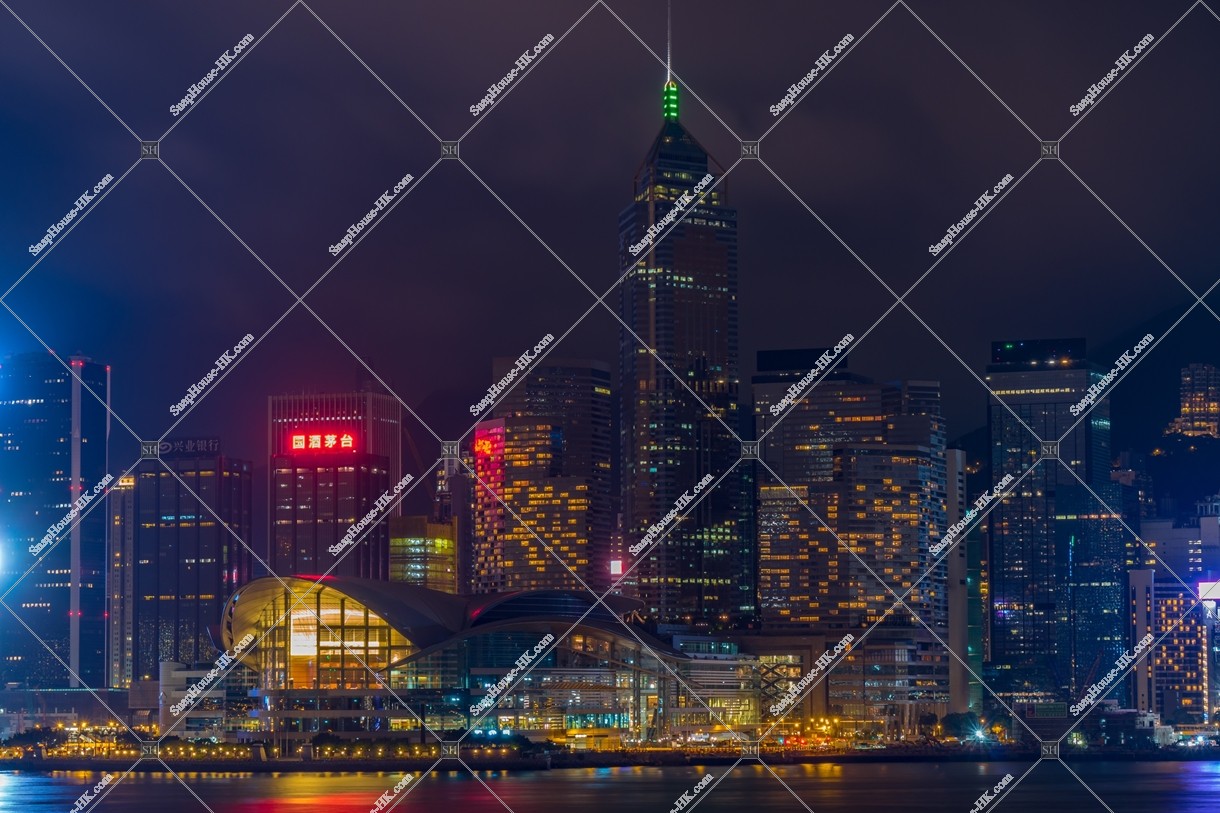 Night view of the high-rise buildings of Sheung Wan, view from Wan Chai , No.3