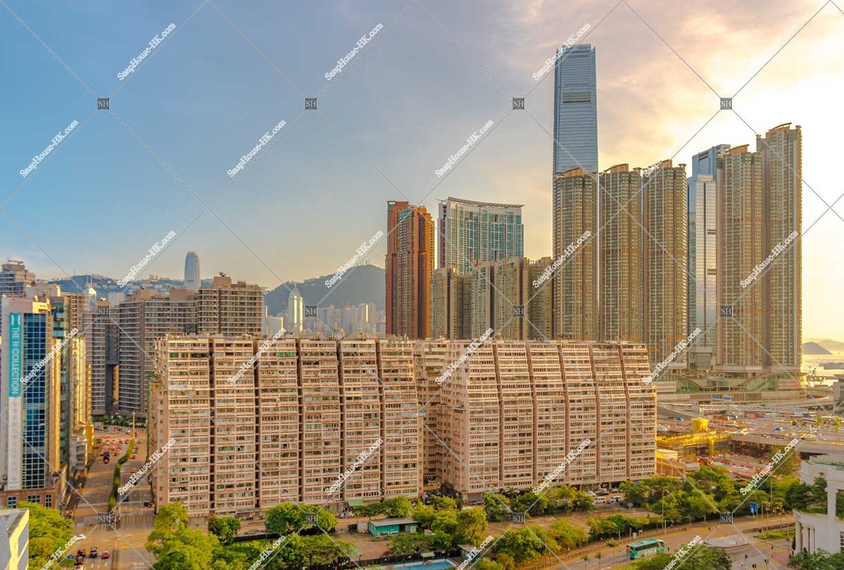 View of Yau Ma Tei to West Kowloon at sunset time, No.1