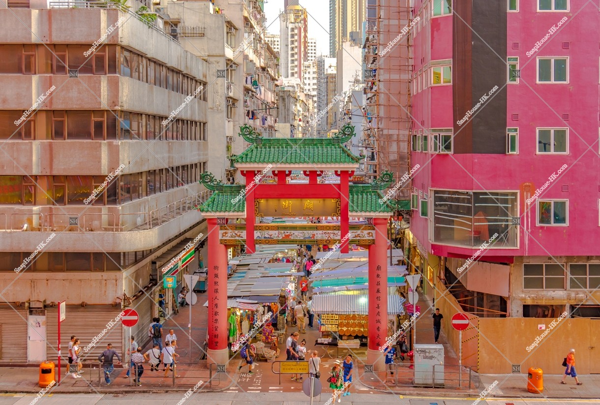 View of Temple Street Night Market at Jordan in the evening, No.1