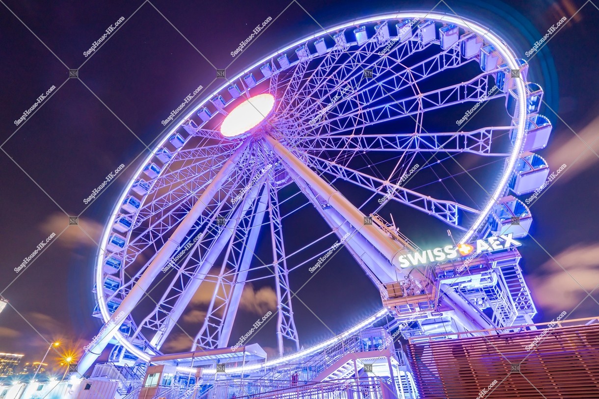 Night view of The Hong Kong Observation Wheel at Central, No.1