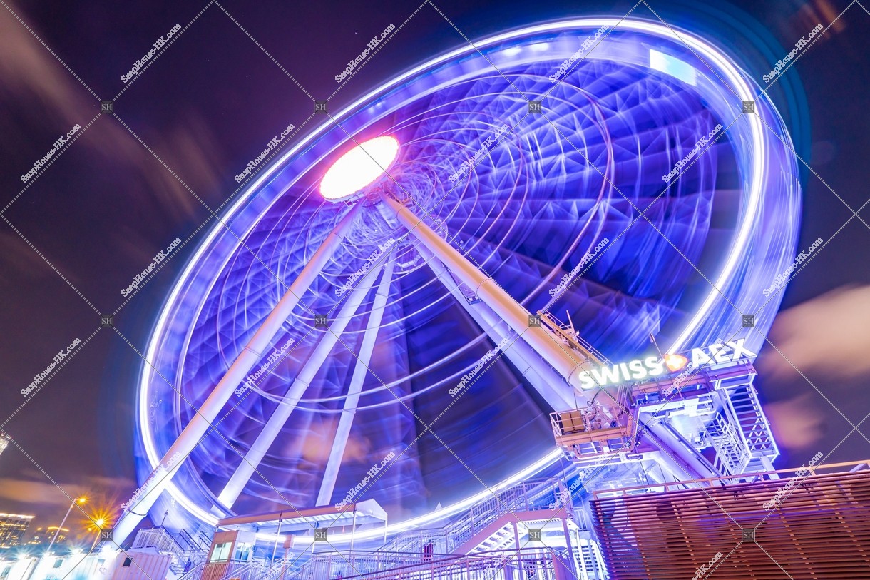Night view of The Hong Kong Observation Wheel at Central, No.2