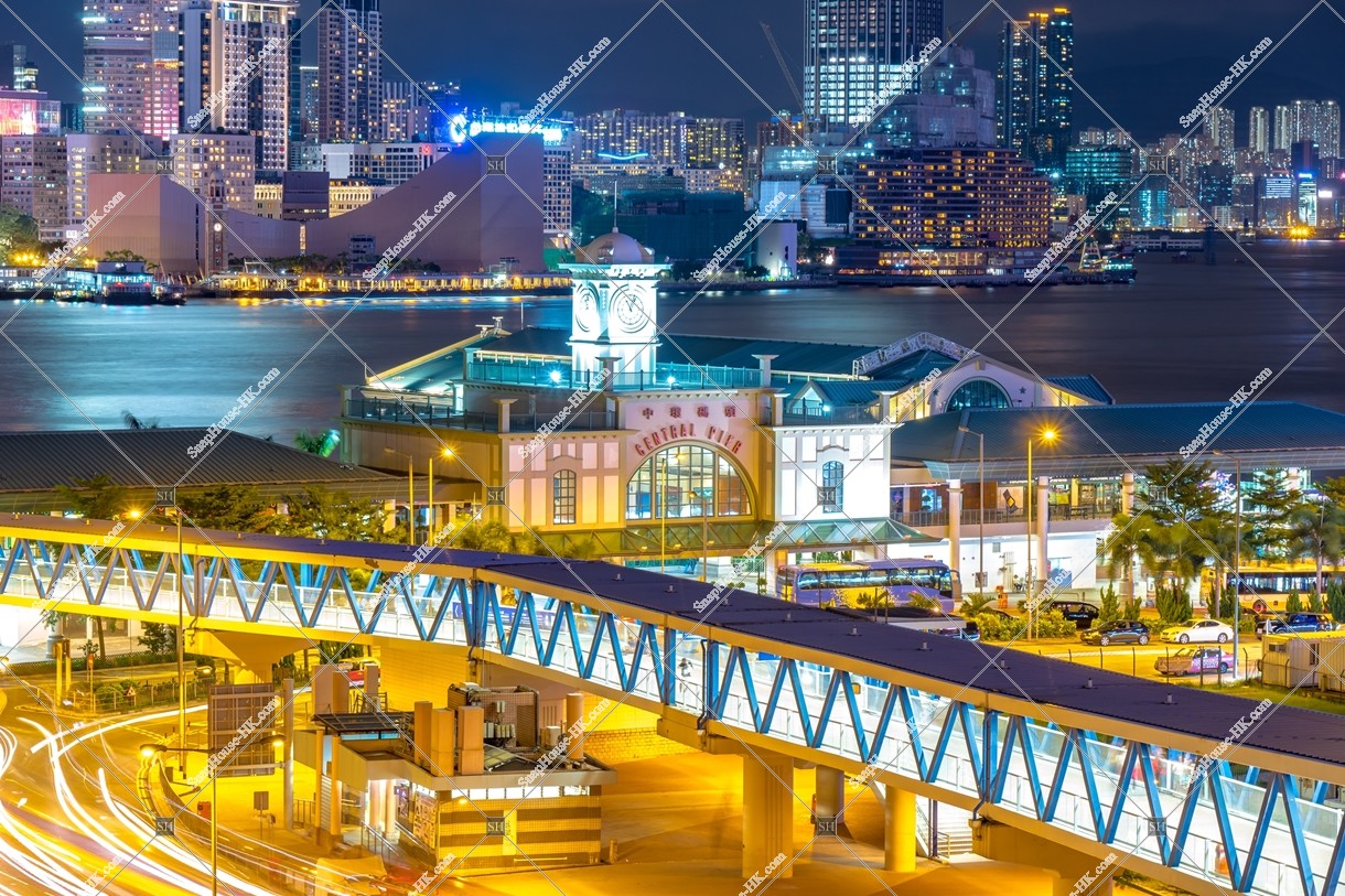 Central Ferry Piers at night, Central