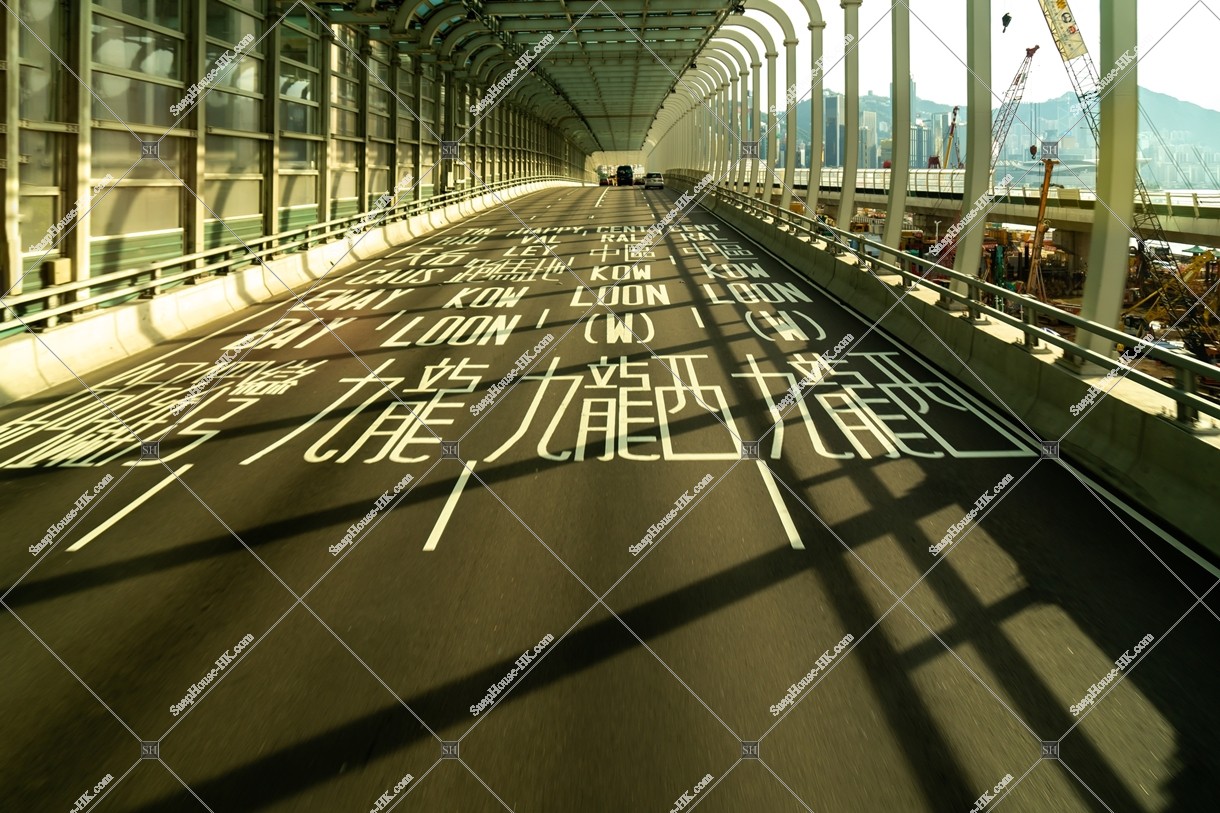 Island Eastern Corridor and road surface markingin Hong Kong Island