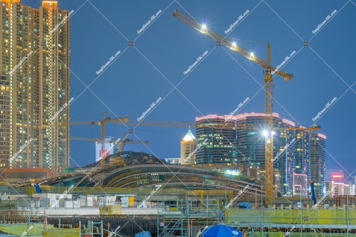 West Kowloon Station under contruction at night, No.2