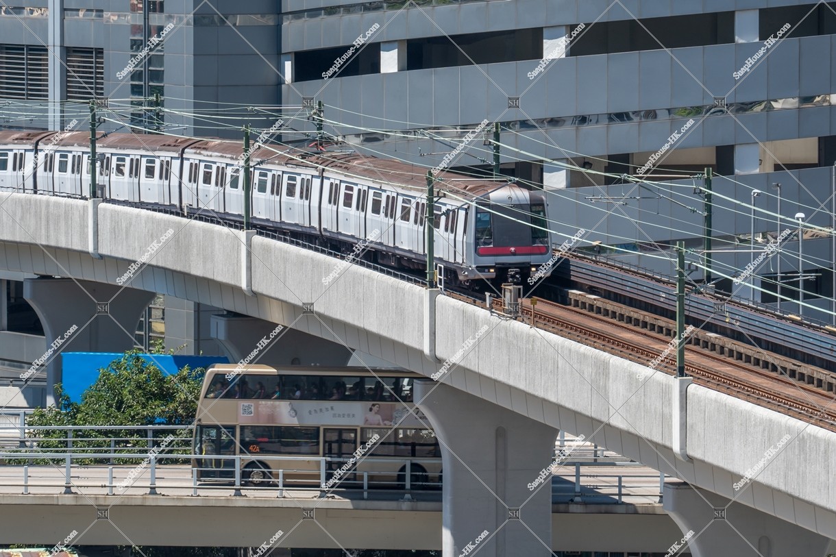 MTR train and KMB double-decker bus, No.2