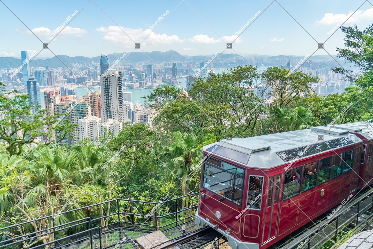 Cityscape of Hong Kong and Peak Tram, No.1