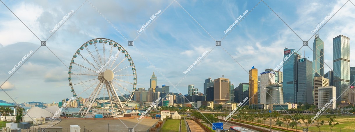 Panoramatic cityscape of The Hong Kong Observation Wheel and high-rise buildings at Wan Chai and Central, No.2
