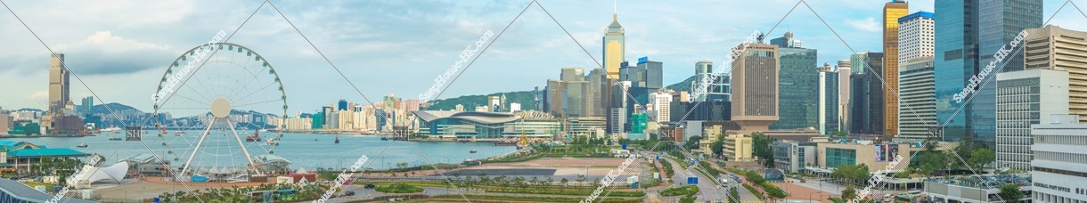 Panoramatic cityscape of The Hong Kong Observation Wheel and high-rise buildings at Wan Chai and Central, No.3