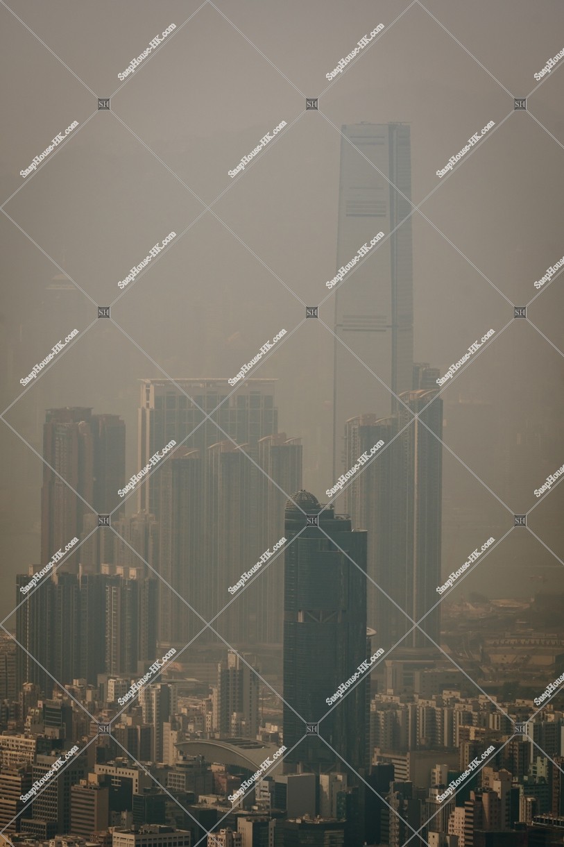 Skyline cityscape of Kowloon in smog, No.3