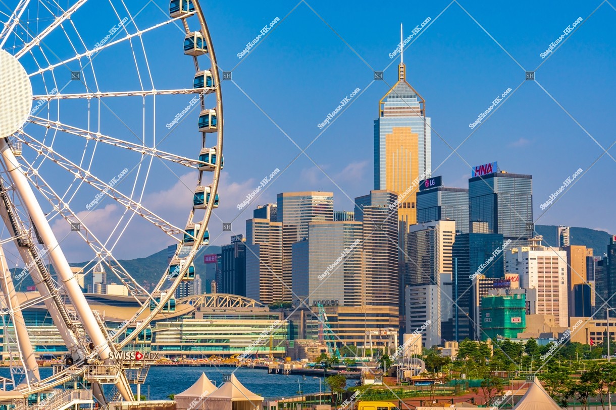 The Hong Kong Observation Wheel and high-rise buildings at Wan Chai, No.1