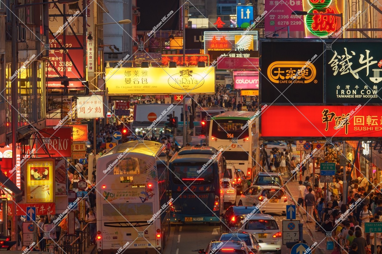 View of signboards at Mong Kok after sunset, No.3