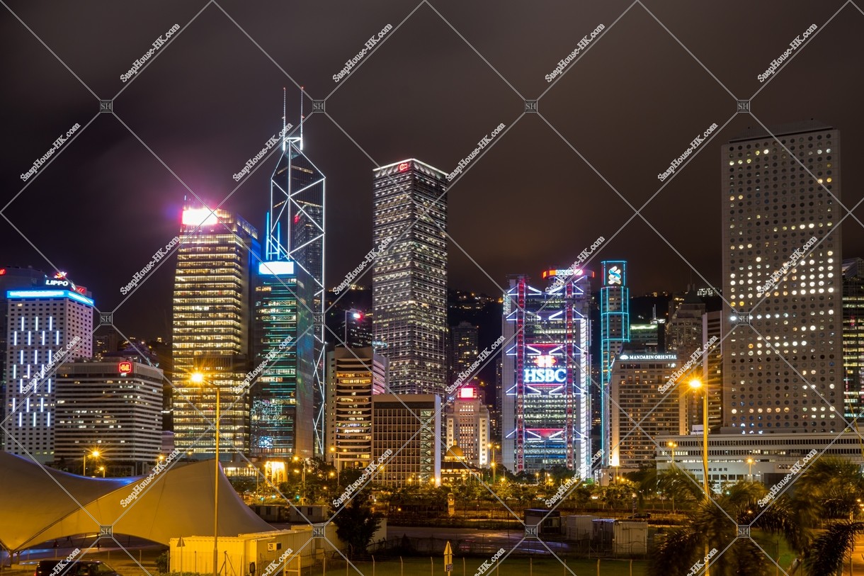 View of the high-rise buildings at night, Central, No.3