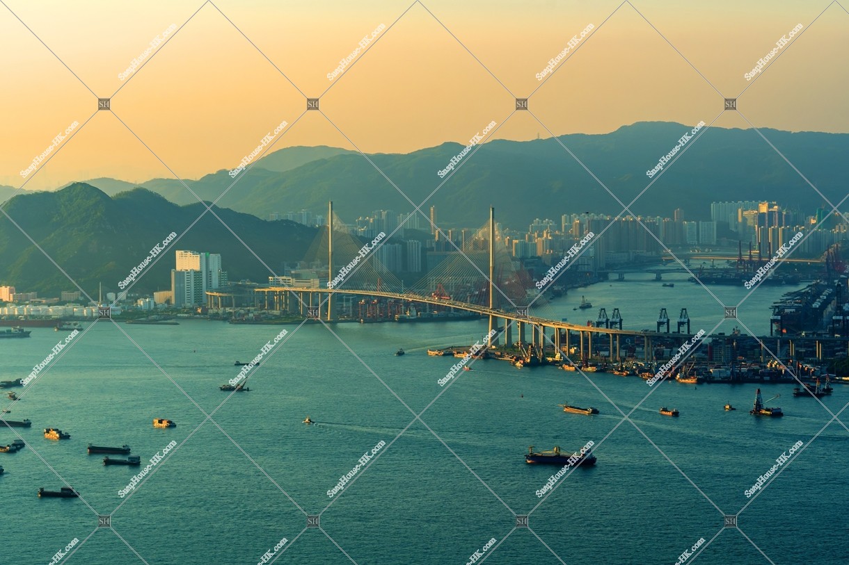 Stonecutters' Bridge in sunset time, No.1