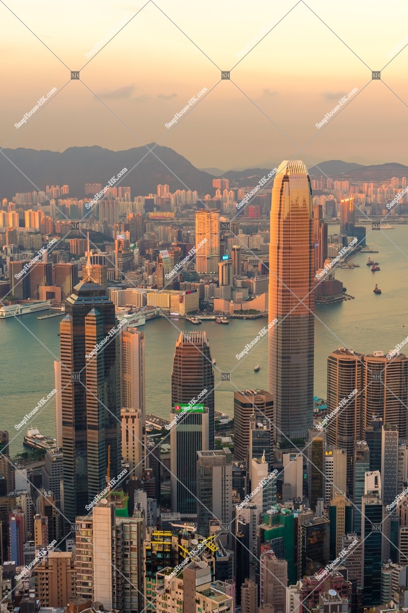 Skyline Hong Kong city in sunset time, view from The Peak, No.2