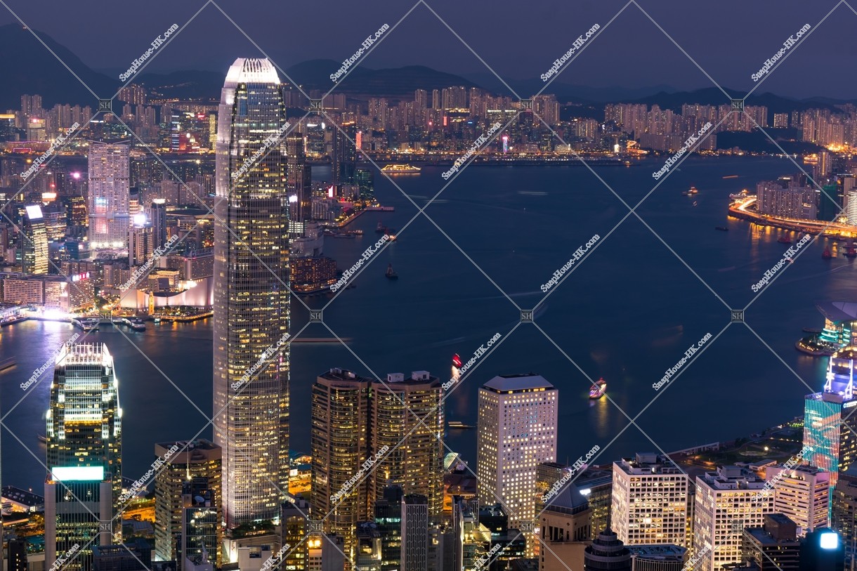 Skyline cityscape of Hong Kong at night, view from The Peak, No.1