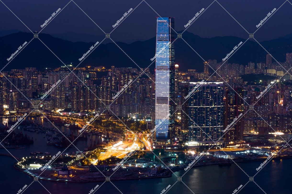 View of West Kowloon at night, view from The Peak, No.1