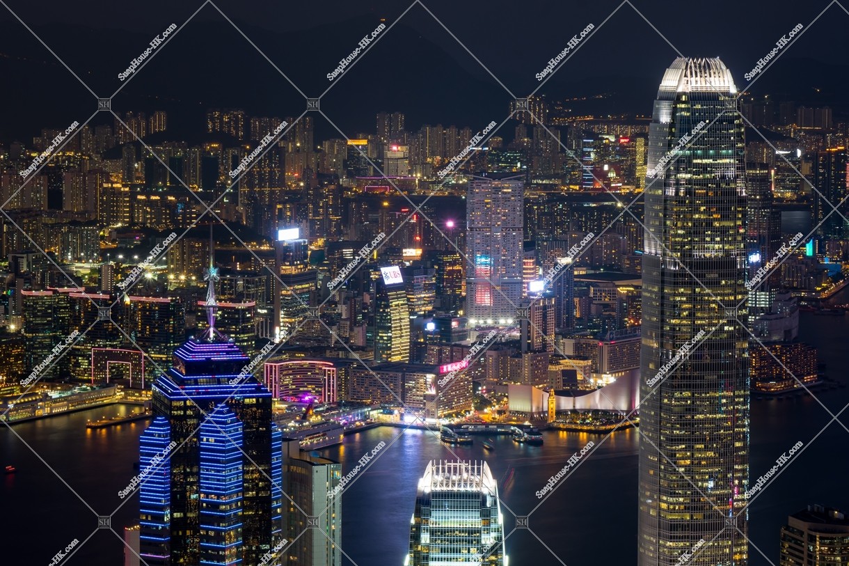 Skyline cityscape of Hong Kong at night, view from The Peak, No.2
