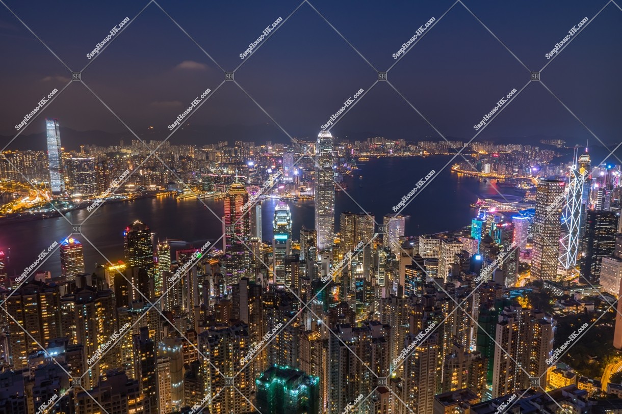 Skyline cityscape of Hong Kong at night, view from The Peak, No.3