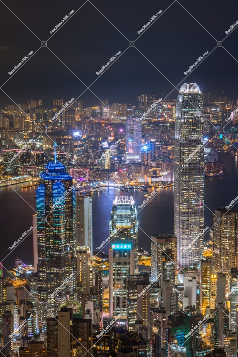 Skyline cityscape of Hong Kong at night, view from The Peak, No.5