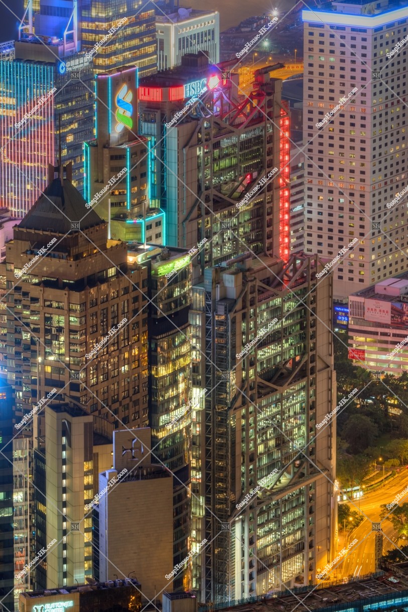 HSBC Main Building at night, Central
