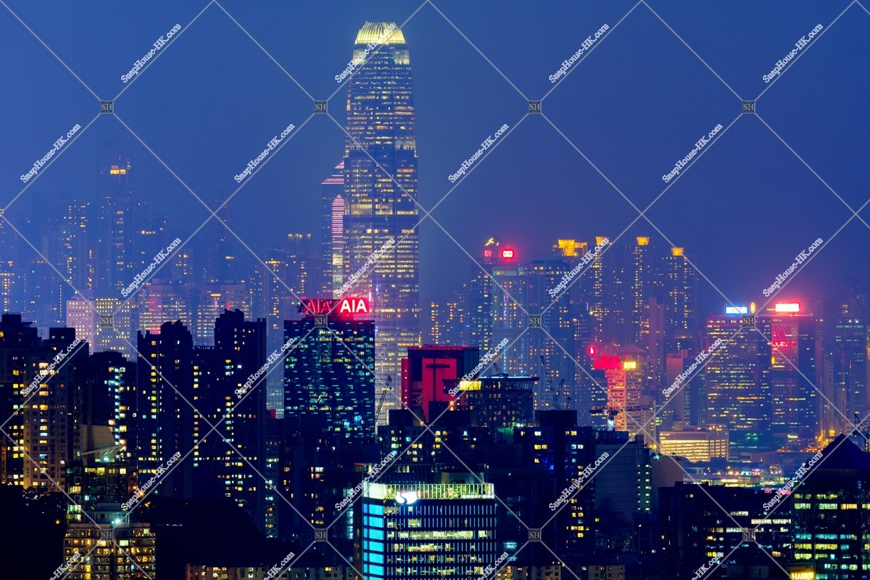 Night view of the high-rise buildings of Hong Kong Island, No.1