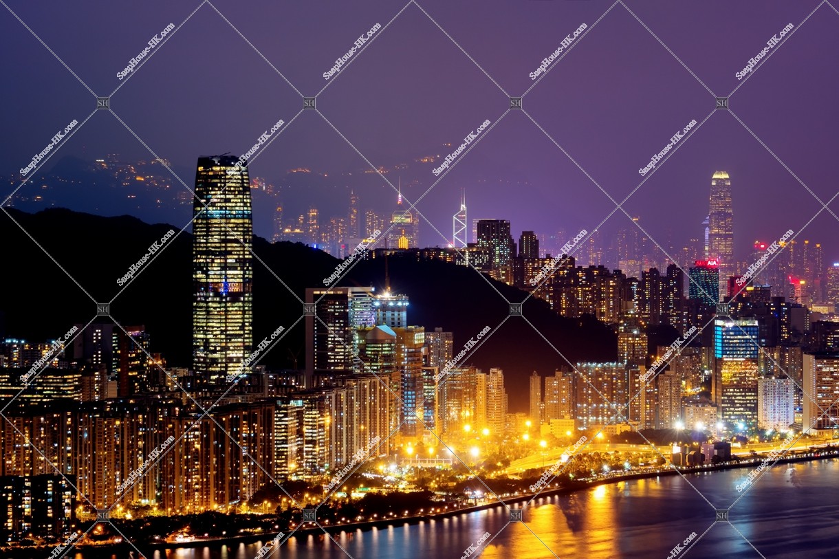Night view of the high-rise buildings of Hong Kong Island, No.2