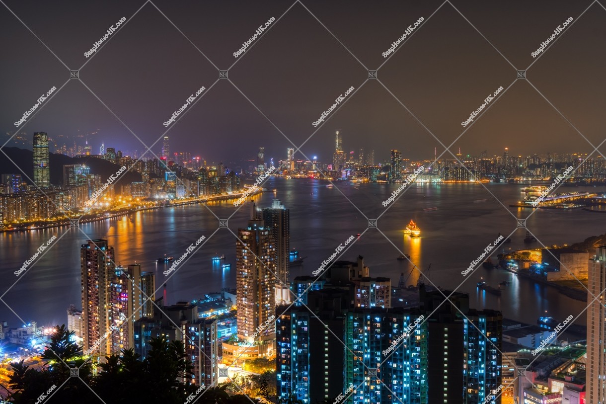 Night view of Hong Kong Island and Kowloon Peninsula, No.5