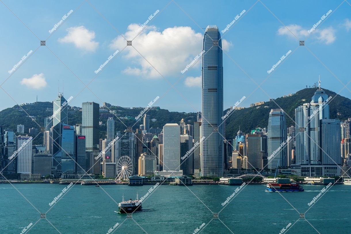 View of the high-rise buildings of Central in the morning, view from Tsim Sha Tsui , No.4