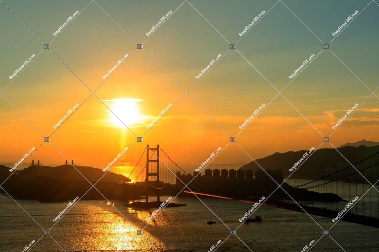 Tsing Ma Bridge with sunset, No.3