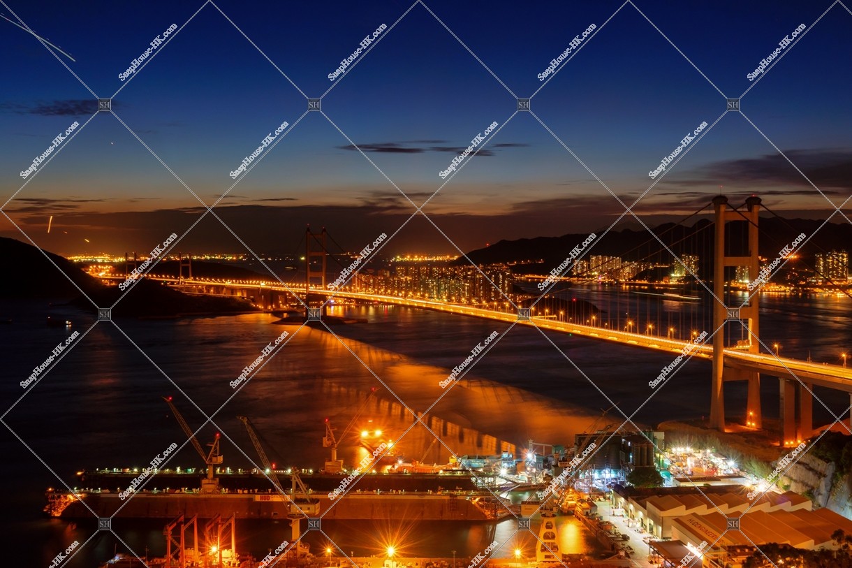 Tsing Ma Bridge in sunset time, No.4