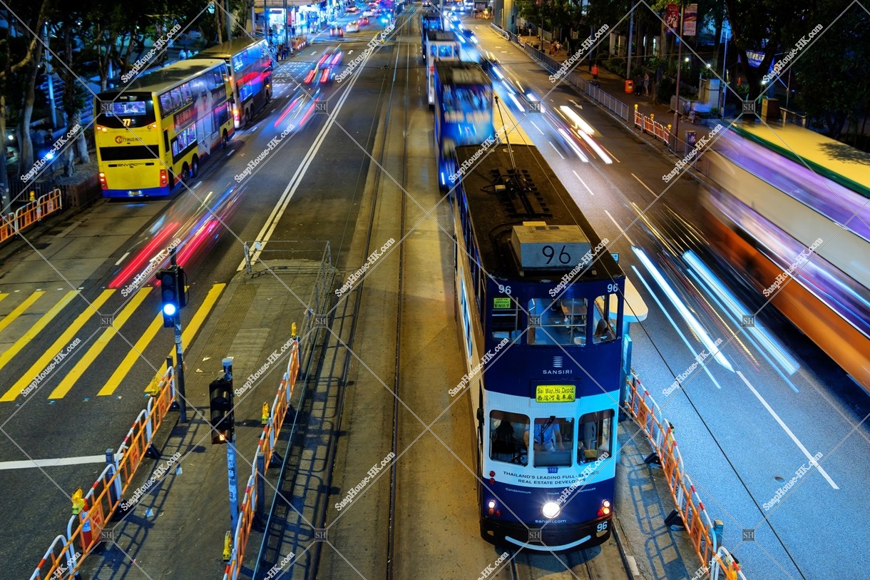 Hong Kong Tramway at night, Tin Hau