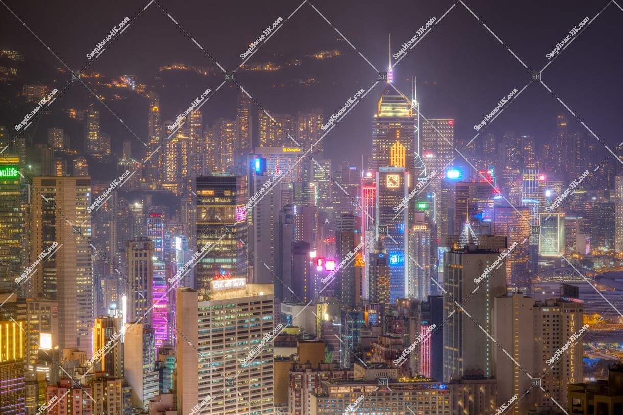 Night view of high-rise buildings at Wan Chai, No.2