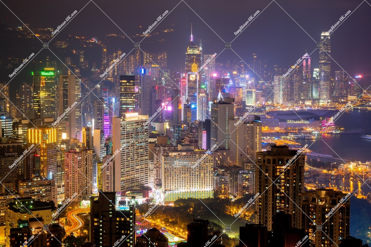 Night view of high-rise buildings at Causeway Bay to Central, No.3