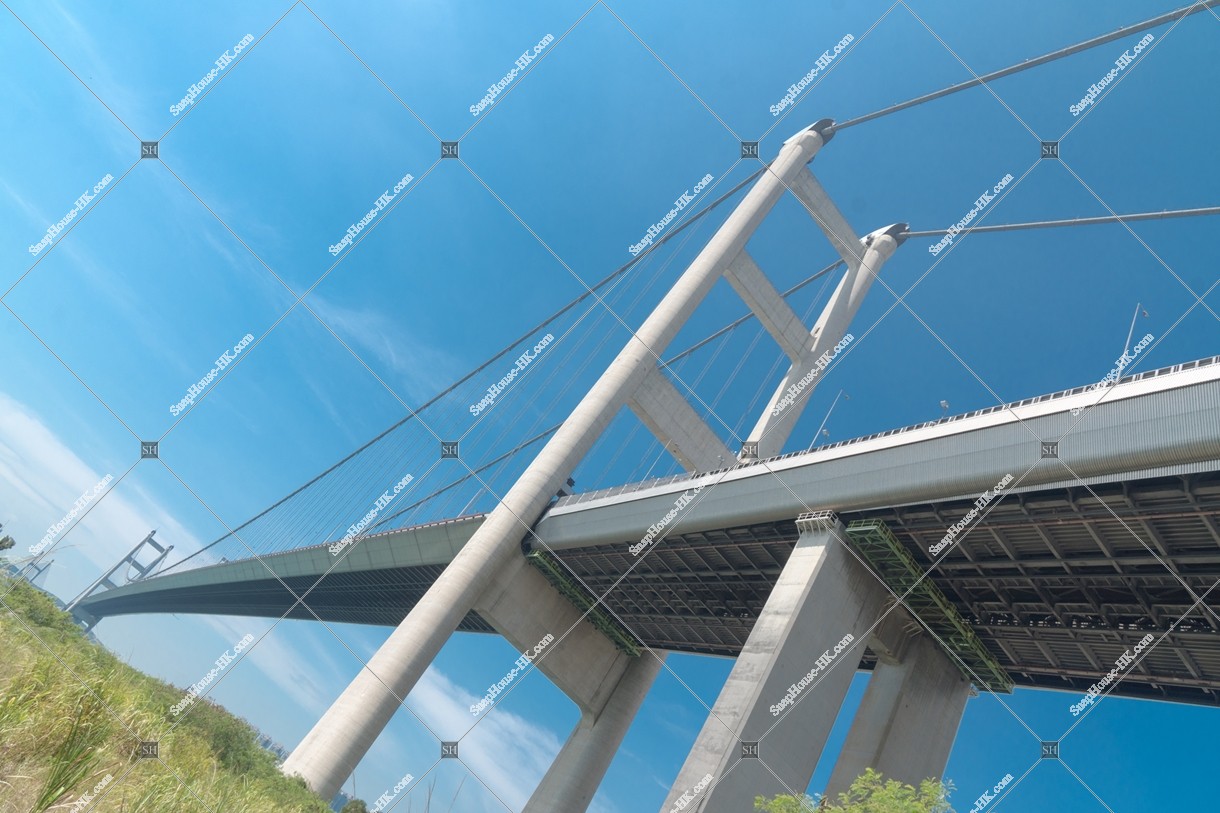 Tsing Ma Bridge with blue sky, No.1