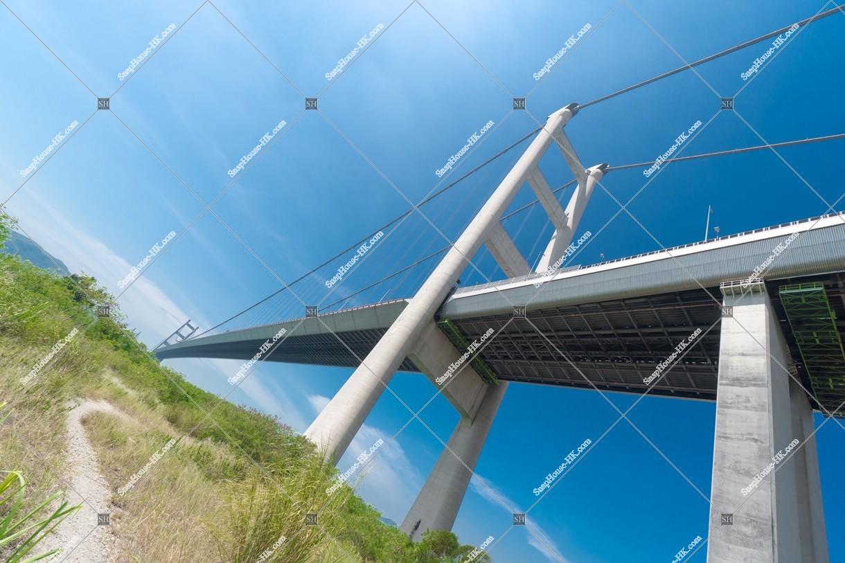 Tsing Ma Bridge with blue sky, No.4