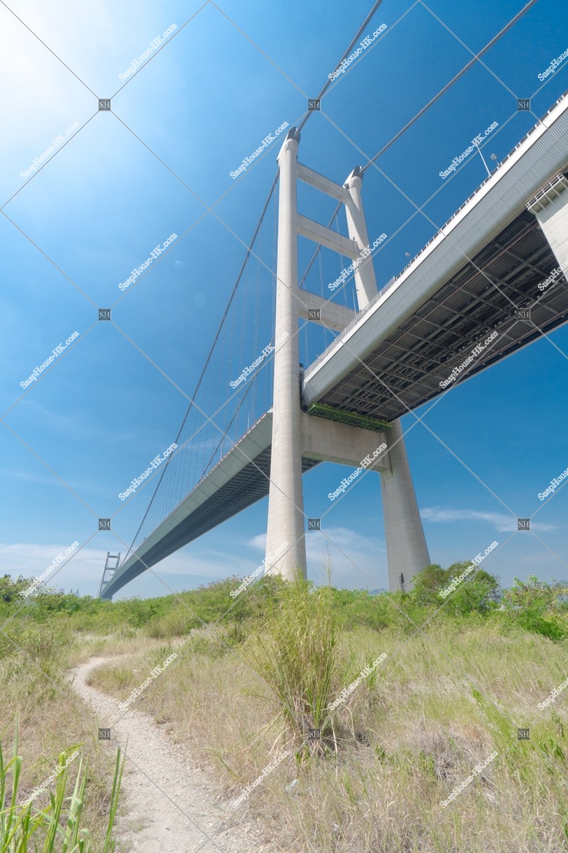 Tsing Ma Bridge with blue sky, No.5