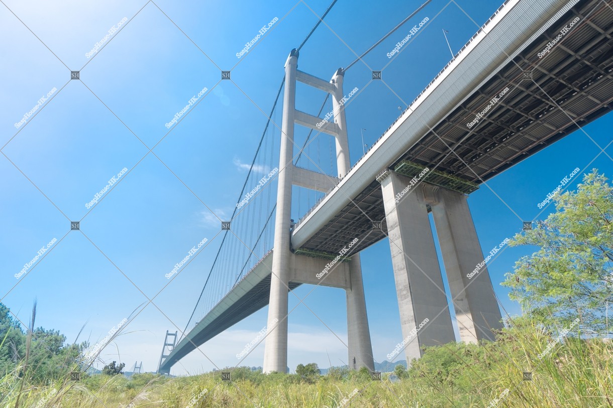 Tsing Ma Bridge with Ma Wan Channel beach, No.3