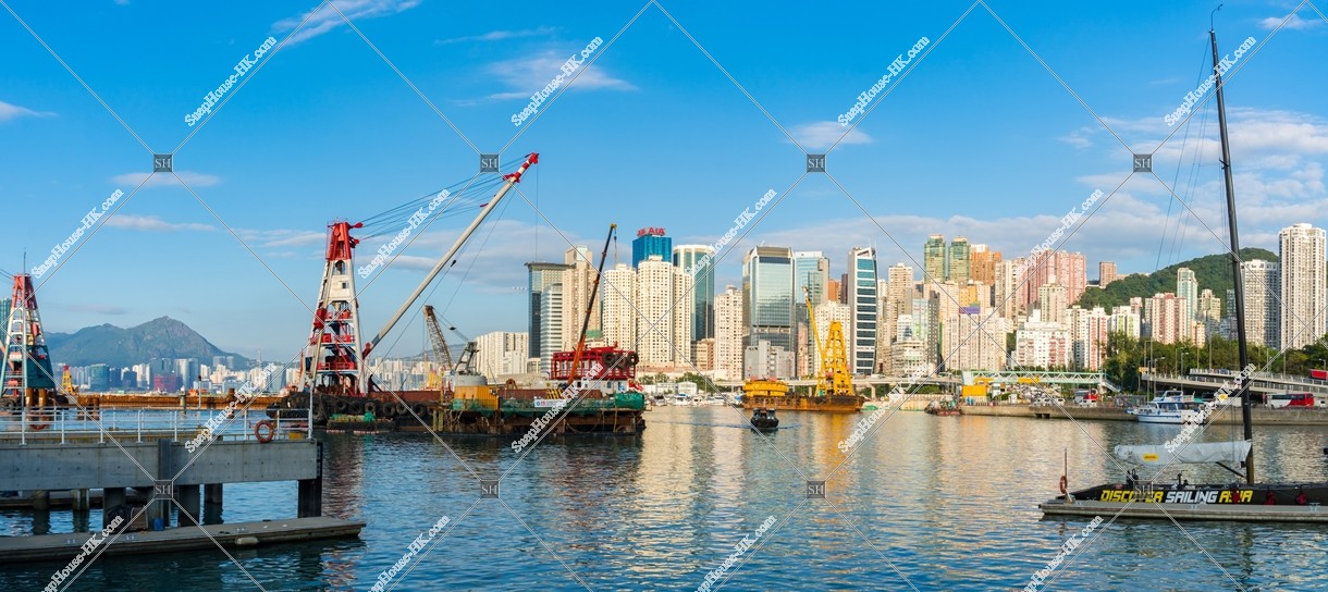 Panoramic view of North Point seen from typhoon shelter in Causeway 