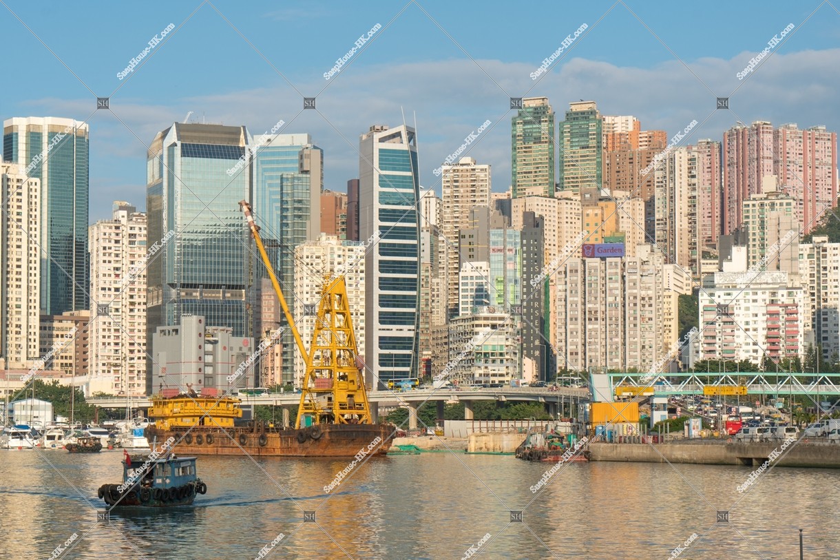 View of North Point seen from typhoon shelter in Causeway and the driving in the ship