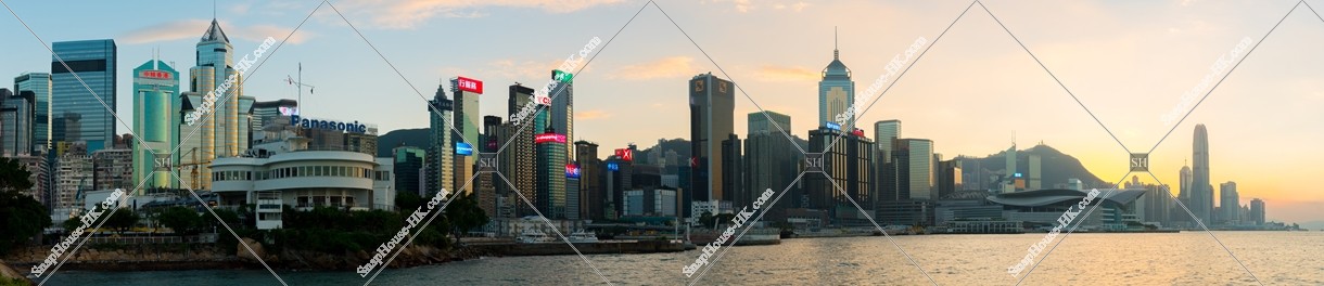 Panoramic landscape of the Causeway Bay (Causeway Bay) in the evening ~ Wan Chai (Wan Child) ~ Central China (Central)