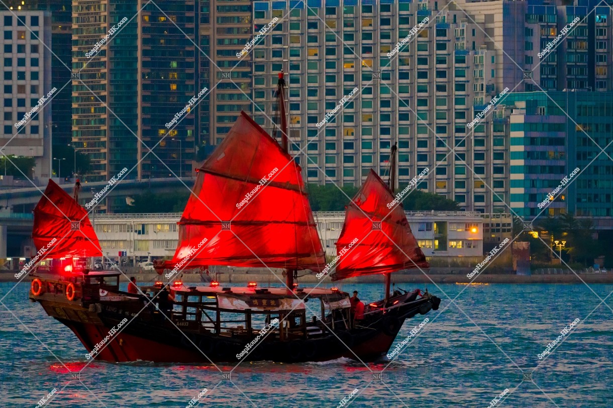 A cruise driving in Victoria Harbor 