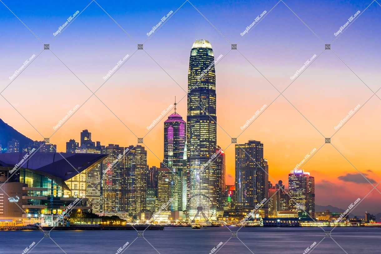 View of the high-rise buildings at Central before sunset