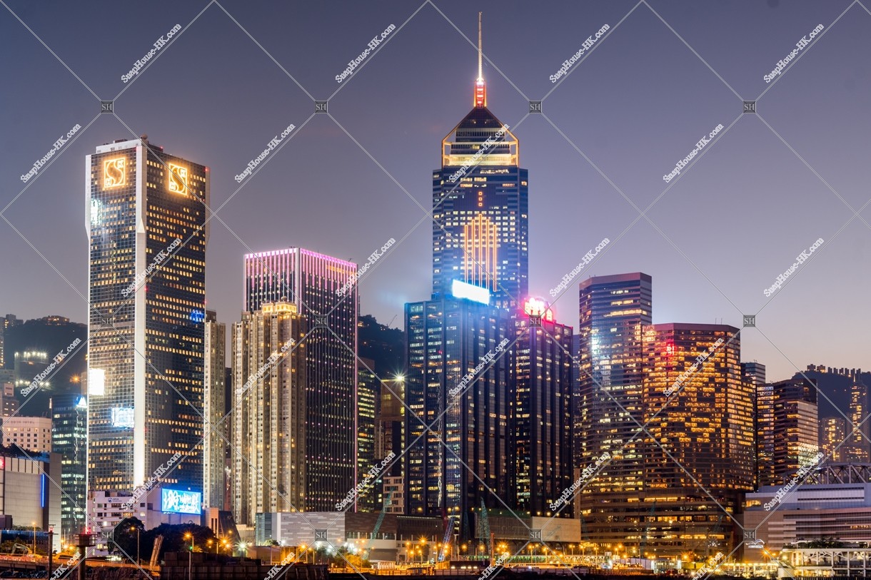 View in evening of the high-rise buildings at Wan Chai  before sunset [Landscape]
