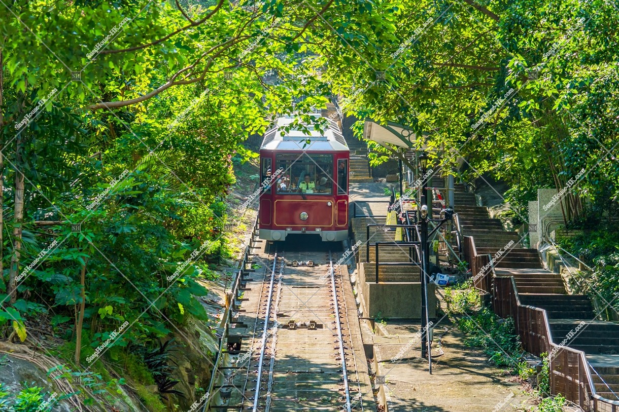 The Peak Tram  passing through MacDonnell Road Station [Landscape]